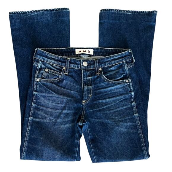 Amo Women’s Kick Flare Mid Rise True Blue Cotton Denim Y2K Jeans Size 27 - Picture 3 of 9